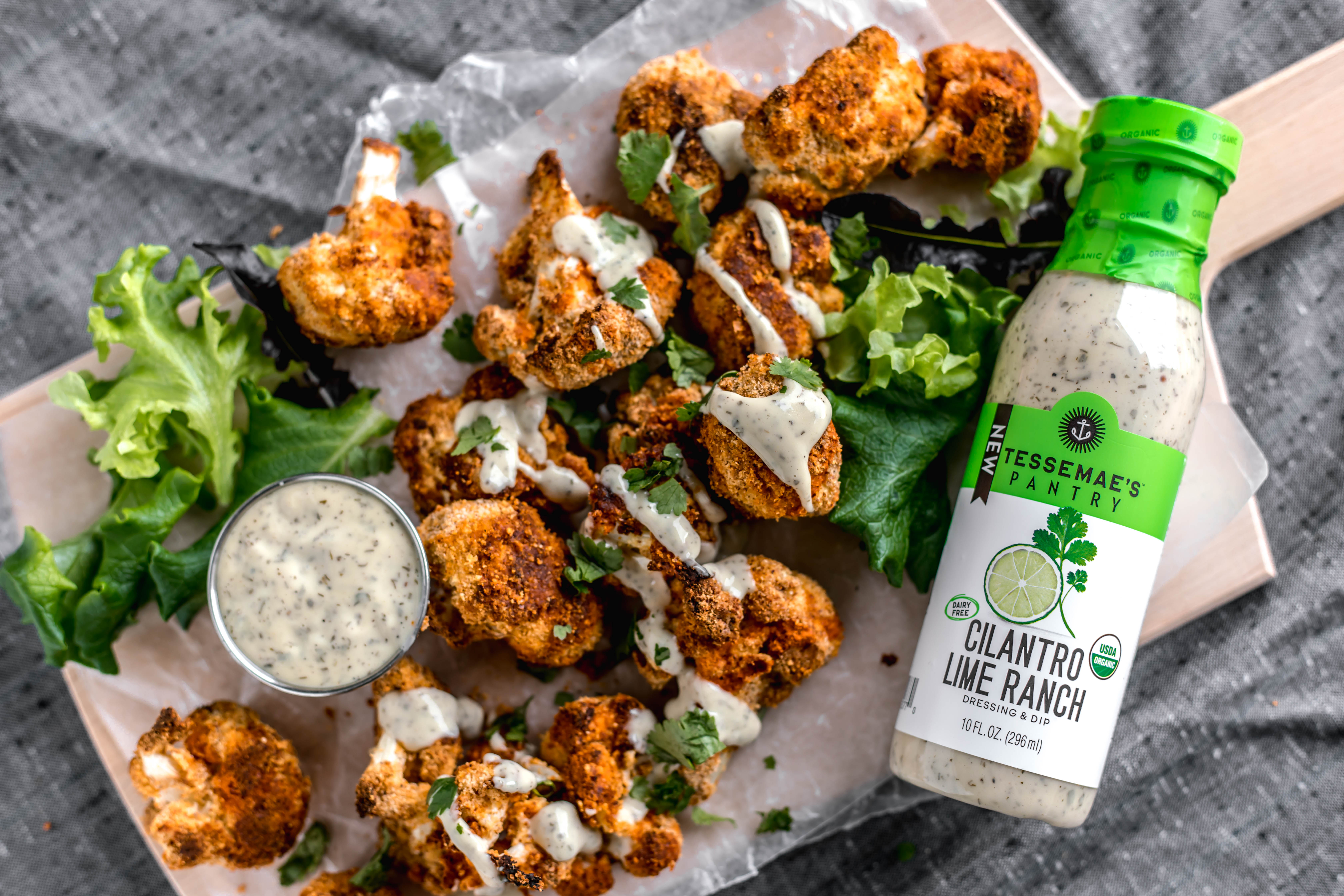 Cauliflower Buffalo Bites with Tessemae’s Cilantro Lime Ranch Keto