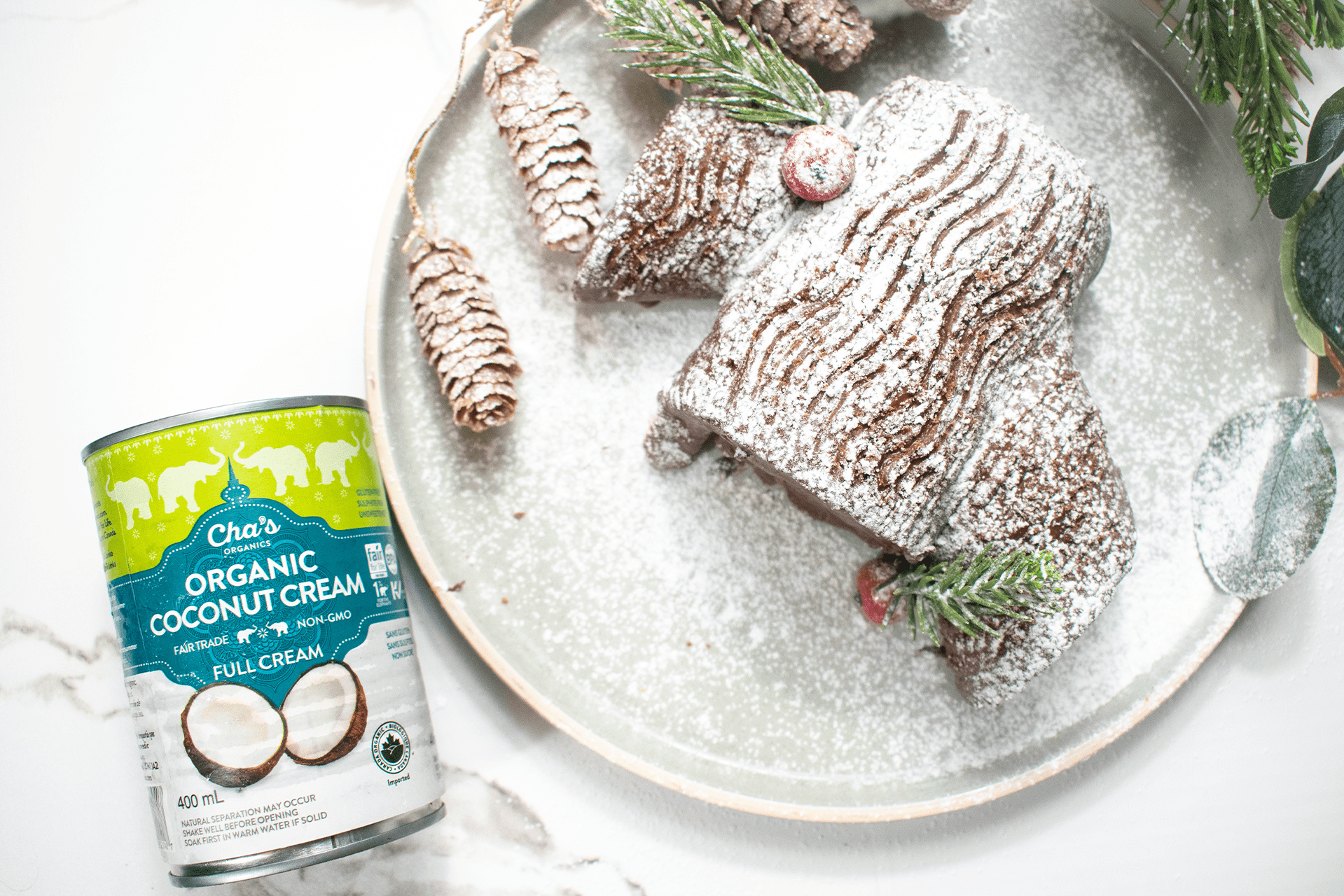 Vegan Gluten-Free Christmas Yule Log Cake