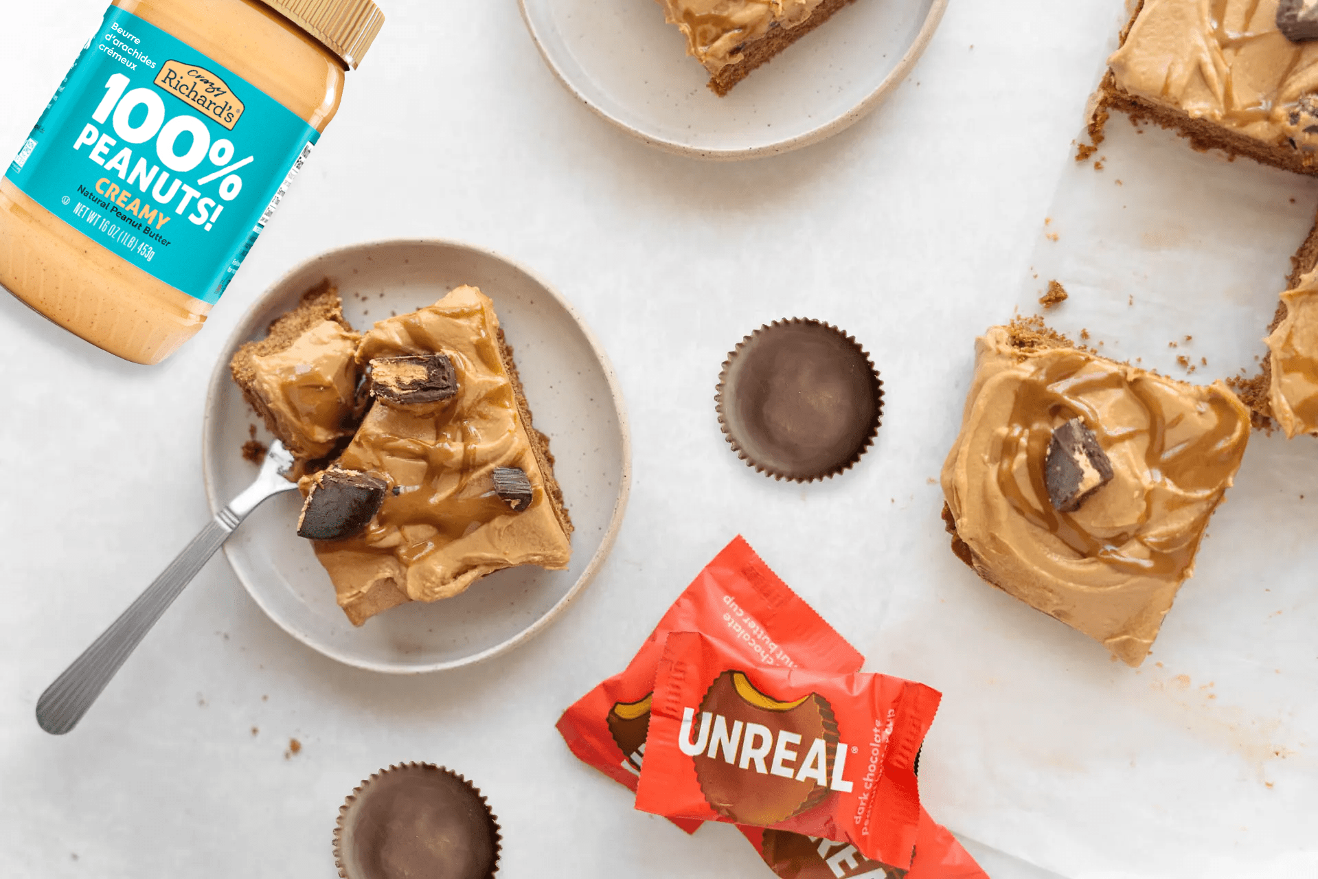 Low Sugar Chocolate Peanut Butter Cups Sheet Cake