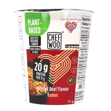 Front of Chef Woo Plant-Based Instant Ramen Braised Beef