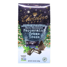 Front of Chocolove 55% Dark Chocolate Peppermint Creme Holiday Bites -  Kosher Chocolate - Rainforest Alliance Certified Chocolate Individually Wrapped Christmas Chocolates
