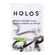 Holos Organic Overnight Muesli Mocha, 90g - Vegan High Protein Overnight Oats Canada