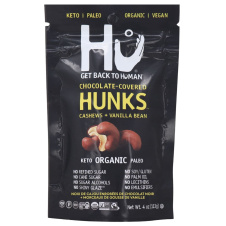 Front of Hu Kitchen Dark Chocolate Covered Cashews + Vanilla Bean Hunks - Paleo Chocolate - Vegan Chocolate - Gluten-Free Chocolate