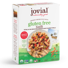 Front of Jovial Gluten Free Organic Brown Rice Pasta Fusilli - Gluten Free Pasta - Organic Pasta - Low FODMAP Pasta