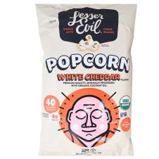 Front of Lesser Evil Organic Popcorn No Cheese Cheesiness - Vegan Popcorn - Gluten Free Popcorn - Vegan Cheese