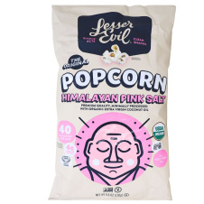 Front of Lesser Evil Organic Popcorn Himalayan Pink Salt