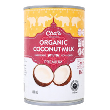 Front of Cha's Organics Premium Coconut Milk