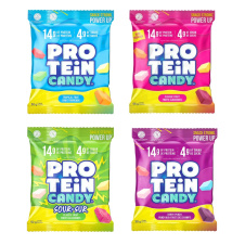 Front of Back of Protein Candy Variety Pack - High Fibre Candy - Protein Gummies - Protein Gummy Candy