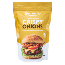 Front of Queen's Premium Gluten-Free Crispy Onions - Keto Fried Onions - Crispy Fried Onions - Gluten Free Fried Onions