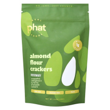 Front of Real Phat Foods Keto Almond Flour Crackers Rosemary - Keto Almond Flour Crackers - High Protein Crackers - Egg White Crackers