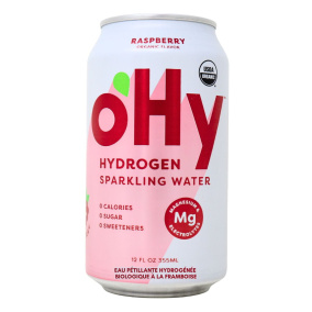 oHY Organic Hydrogen Sparkling Water Raspberry, 355 mL