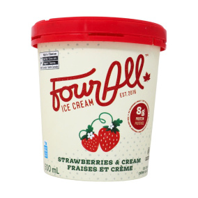 Four All Ice Cream Strawberries & Cream, 500mL