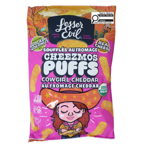 Lesser Evil Cheezmos Organic Cheese Puffs Cowgirl Cheddar, 184g