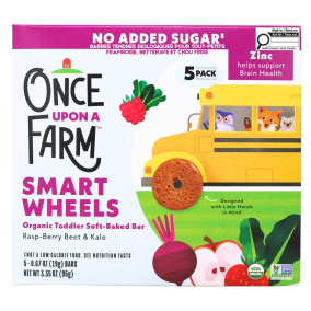 Once Upon A Farm Smart Wheels Organic Toddler Soft-Baked Bars Rasp-Berry, Beet & Kale, 5 Bars