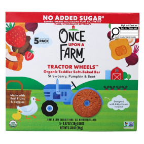 Once Upon a Farm Tractor Wheels Organic Toddler Soft-Baked Bars Strawberry, Pumpkin & Beet, 5 Bars
