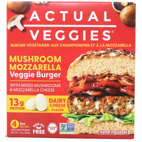 Actual Veggies Mushroom Mozzarella Veggie Burger, 4 Patties