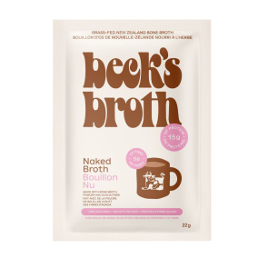 Front of Beck’s Broth Unflavoured Bone Broth Powder Naked Broth - bone broth supplement - Bone broth canada - Canadian bone broth