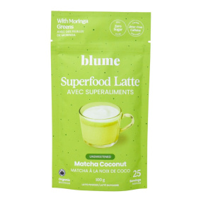 Blume Superfood Latte Unsweetened Matcha Coconut with Moringa Greens, 100 g