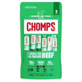 Chomps Grass-Fed Beef Jerky Stick Jalapeño, 8 Sticks