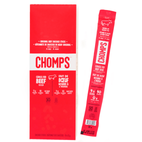 Chomps Original Grass Fed Beef Sausage Sticks, 10 x 32g