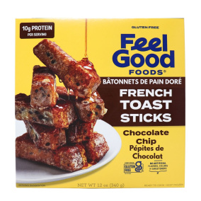 Feel Good Foods Gluten-Free French Toast Sticks Chocolate Chip Front of box