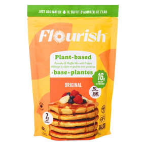Front of Flourish Pancakes Plant-Based Protein Pancake Mix Original - Protein Pancake Mix High Protein - Flourish Pancakes Gluten Free - Vegan Protein Pancakes