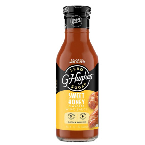 Front of G Hughes Sugar Free Sweet Honey Wing Sauce, 355mL