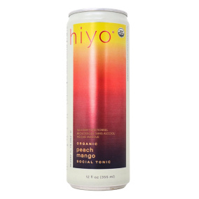 Front of Hiyo Drinks - Hiyo Non Alcoholic Seltzer - Hiyo Functional Seltzer - Adaptogen Drinks - Peach Mango Seltzer