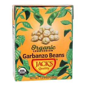 Jack’s Quality Beans Organic Low Sodium Garbanzo Beans, 380g
