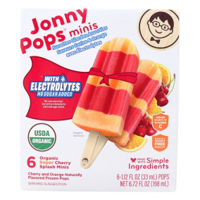 JonnyPops Organic Mini Popsicles With Electrolytes Super Cherry Splash Front of box