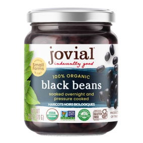 Front of Jovial Organic Black Beans - Italian Beans - Organic Canned Black Beans - Cooking Canned Black Beans