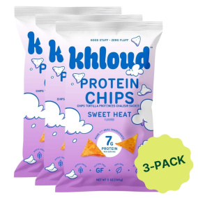 Khloud Protein Tortilla Chips Sweet Heat Bundle 3-Pack Front of bag