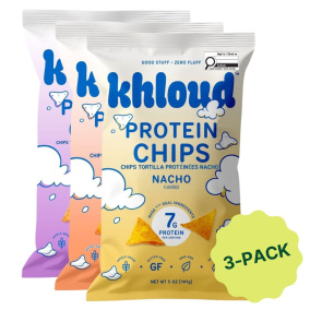 Khloud Protein Tortilla Chips Variety 3-Pack Front of bags