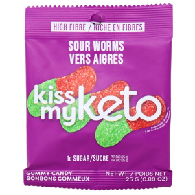 Kiss My Keto Gummy Candy Sour Worms, 25g