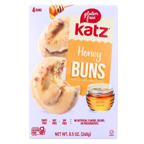 Front of Katz Gluten-Free Honey Buns - Dairy Free Buns - Nut Free Buns