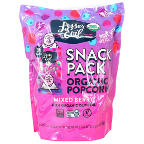 Lesser Evil Organic Popcorn With Olive Oil Mixed Berry Snack Pack, 8 Packs