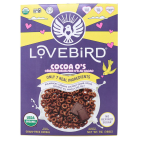 Front of Lovebird Grain-Free O’s Cereal Cocoa - Grain Free Cereal - Gluten Free Cereal - AIP Breakfast Cereal