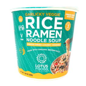 Lotus Foods Gluten-Free Instant Rice Ramen Cup Garlicky Veggie, 55g