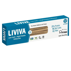 Liviva Low Carb + High Protein Pasta Fettuccine Front of box