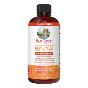 Mary Ruth's Sugar-Free Liquid Morning Multivitamin + Hair Growth Peach Mango, 15 servings, 15.22 oz