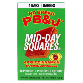 Mid-Day Squares Plant-Based Snack Bar No Bread PB&J Apple Cinnamon, 4 Pack