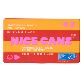 Nice Cans Wild-Caught Canned Sardines in Tomatoes and Peppers, 120 g