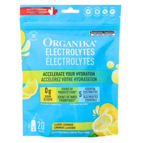 Front of Organika Sugar-Free Electrolytes Powder Classic Lemonade - Electrolytes Without Sugar - Electrolyte Packets No Sugar - Organika Electrolytes