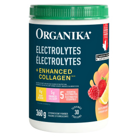 Front of Organika Sugar-Free Effervescent Powder Electrolytes + Enhanced Collagen Zesty Lemon Berry
