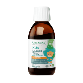 Front of Organika Kids Liquid Zinc With Vitamin C Sweet Orange - Vitamin C Drops - Vitamin Drops - Kids Vitamins