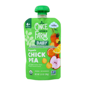 Once Upon a Farm Baby Organic Fruit & Veggie Blend Chickpeas with Apple, Pumpkin Seed & Carrot Front
