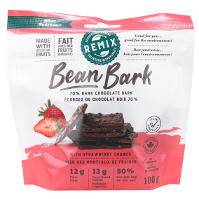 Remix Snacks Bean Bark 70% Dark Chocolate Bark Strawberry, 100g