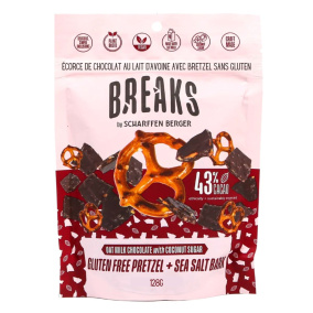 Scharffen Berger BREAKS 43% Oat Milk Chocolate + Gluten Free Pretzels Bark, 128g