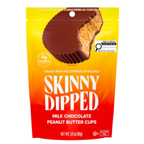 Front of Skinny Dipped Cups Milk Chocolate Peanut Butter Cups -  Skinny Dipped Peanut Butter Cups - Healthy Peanut Butter Cups - Healthy Reese’s Cups