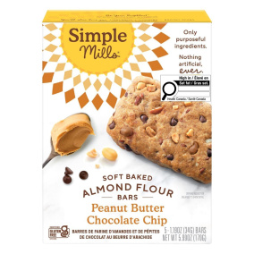 Simple Mills Gluten-Free Soft-Baked Almond Flour Bars Peanut Butter Chocolate Chip, 5 Bars